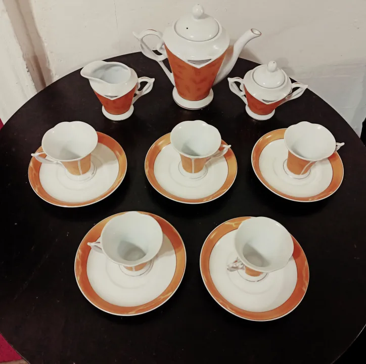 Vintage Tea Set with 5 Cups and Saucers, tea pot set 🏈🏈 image indicator(2)