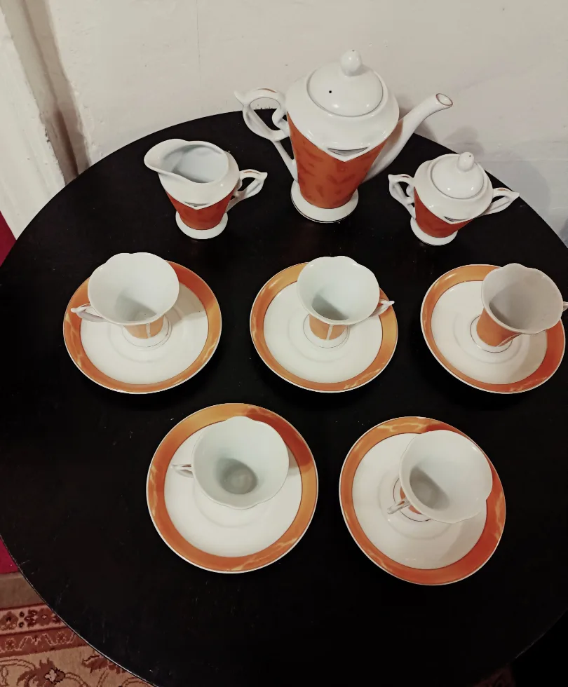 Vintage Tea Set with 5 Cups and Saucers, tea pot set 🏈🏈 image indicator(3)