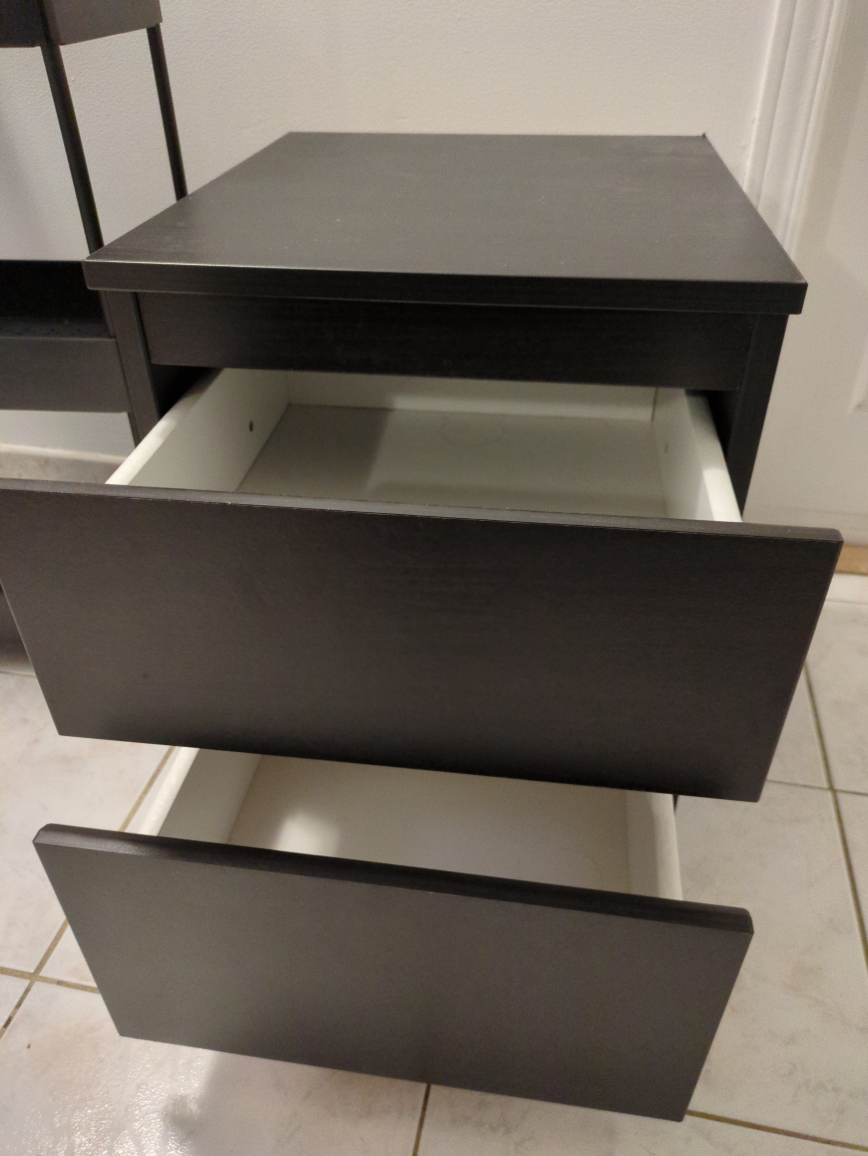 Black 3-Tier Rolling Cart and 2-Drawer Nightstand - photo 2