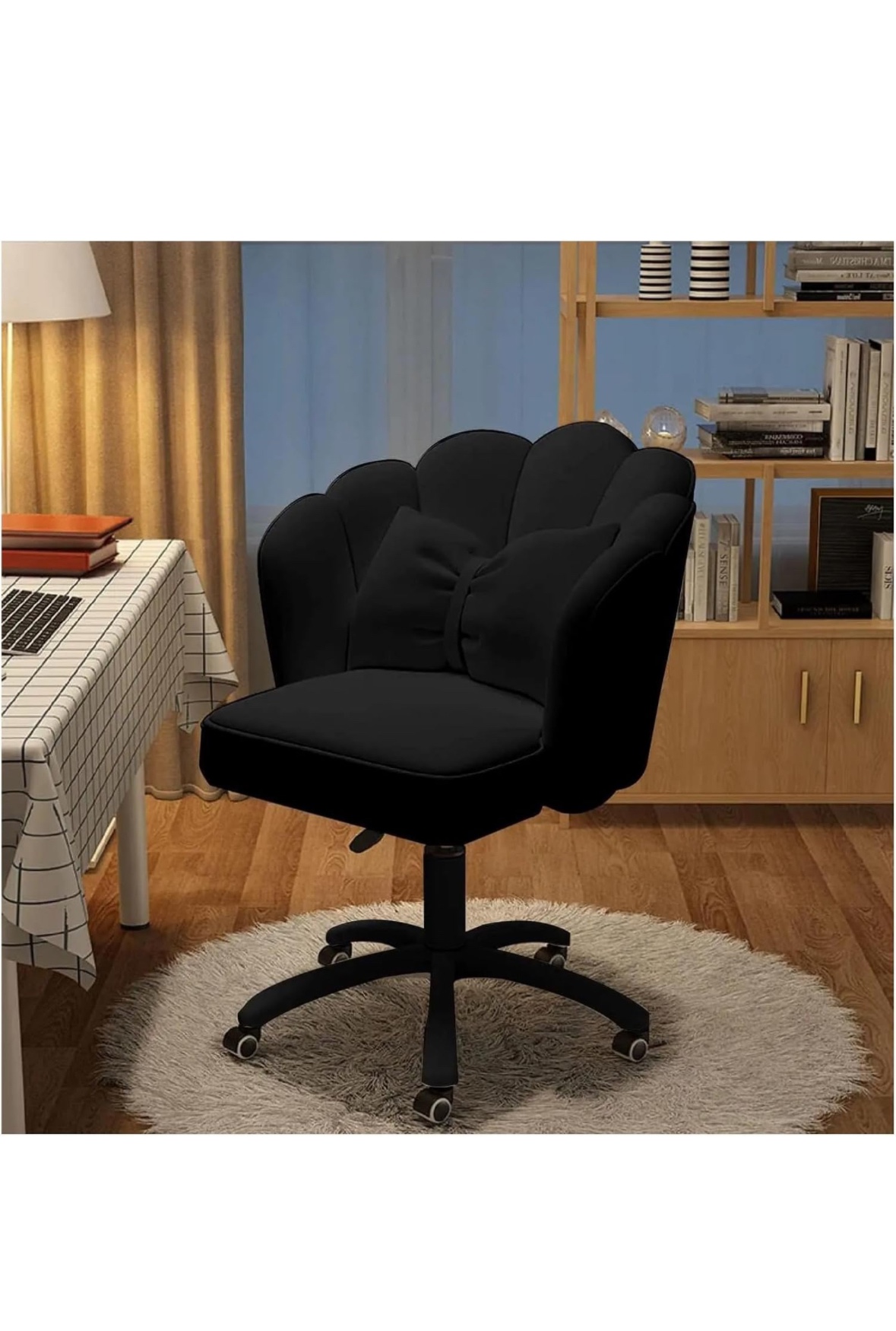 Black Velvet Swivel Office Chair