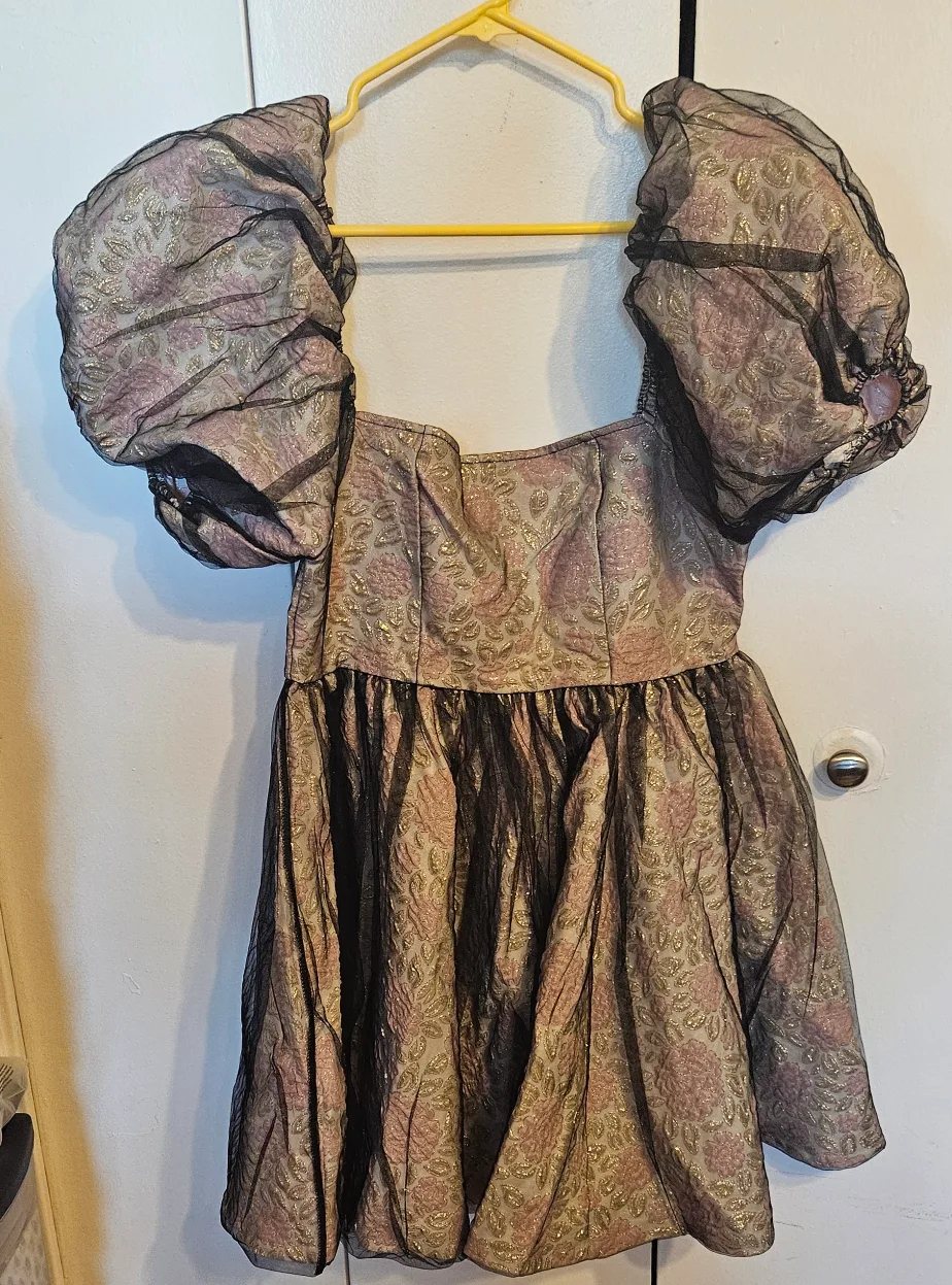 Floral Brocade Mini Dress thumbnail