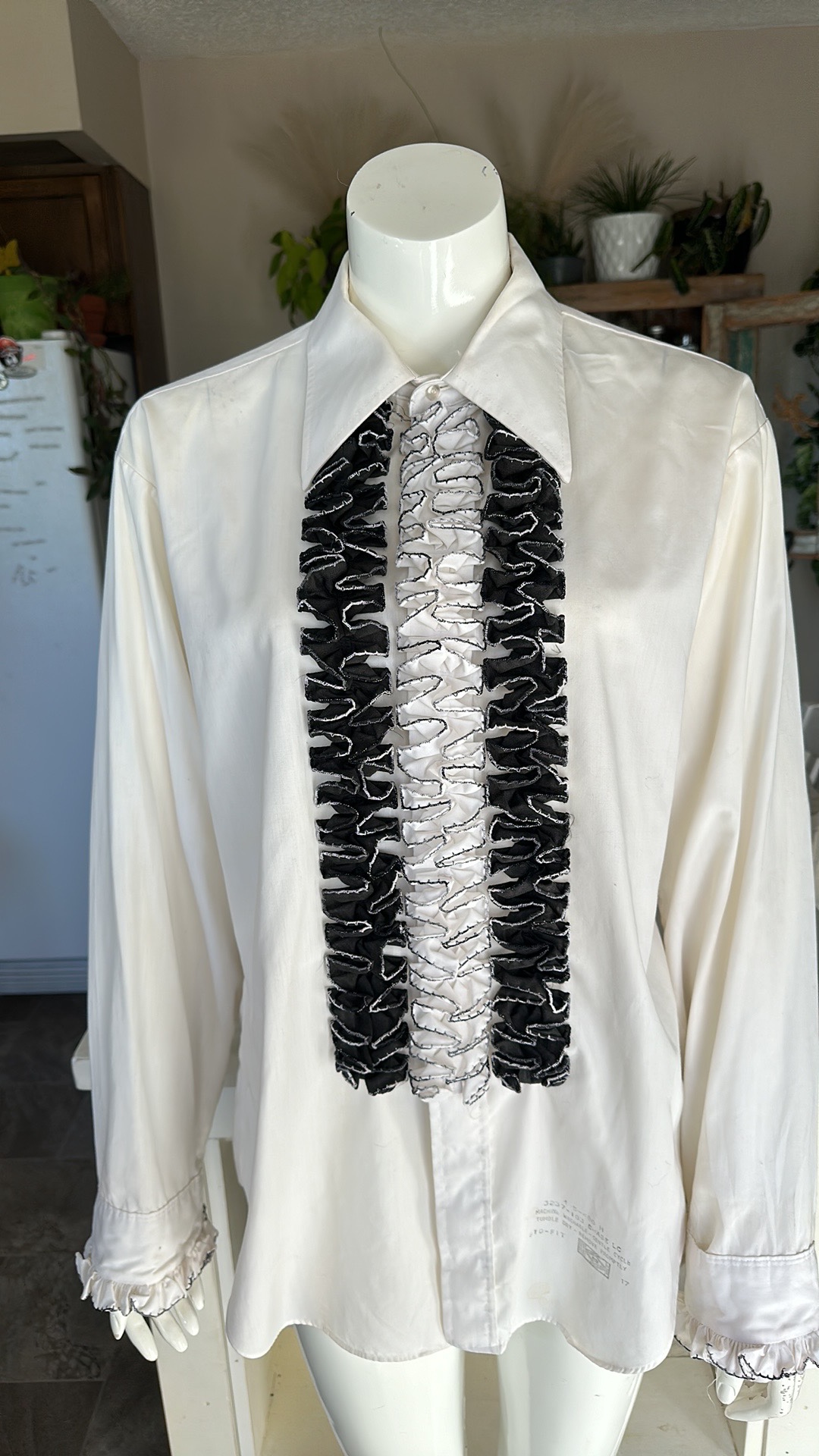 White Dress Shirt with Black Ruffle - photo 2