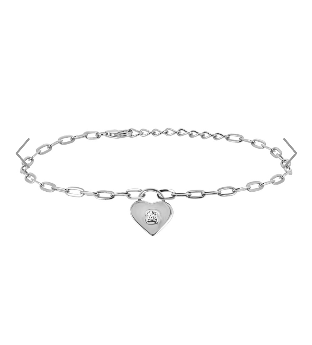 Paris Jewellers 6.5″+1″Heart Bracelet with White Topaz
