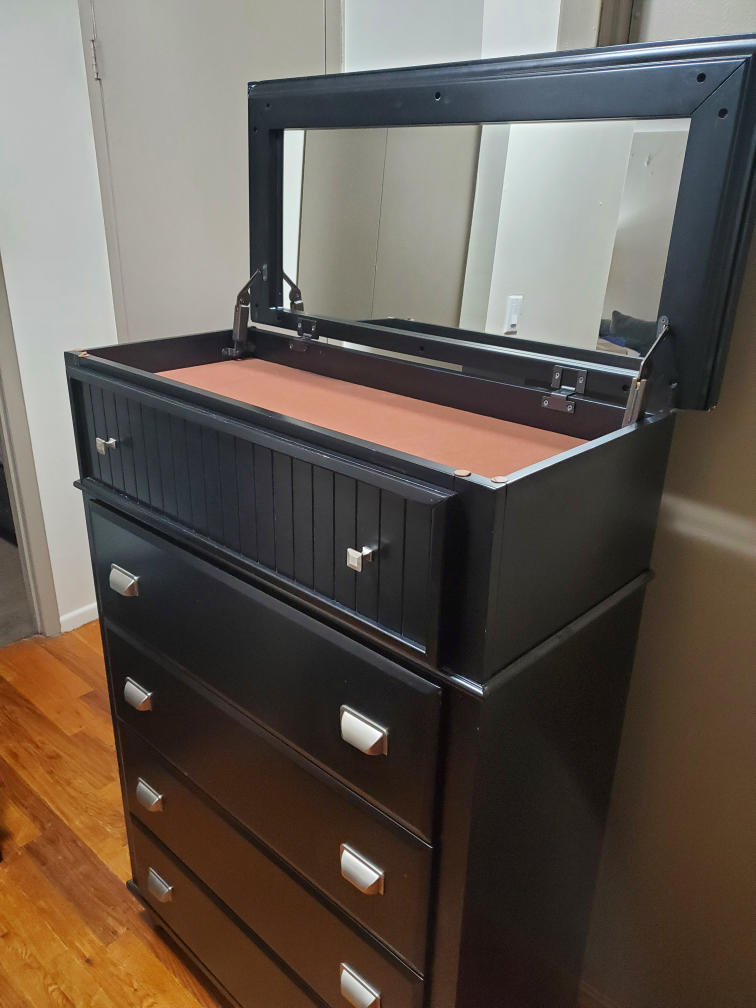 Black Chest of Drawers with Mirror - photo 3
