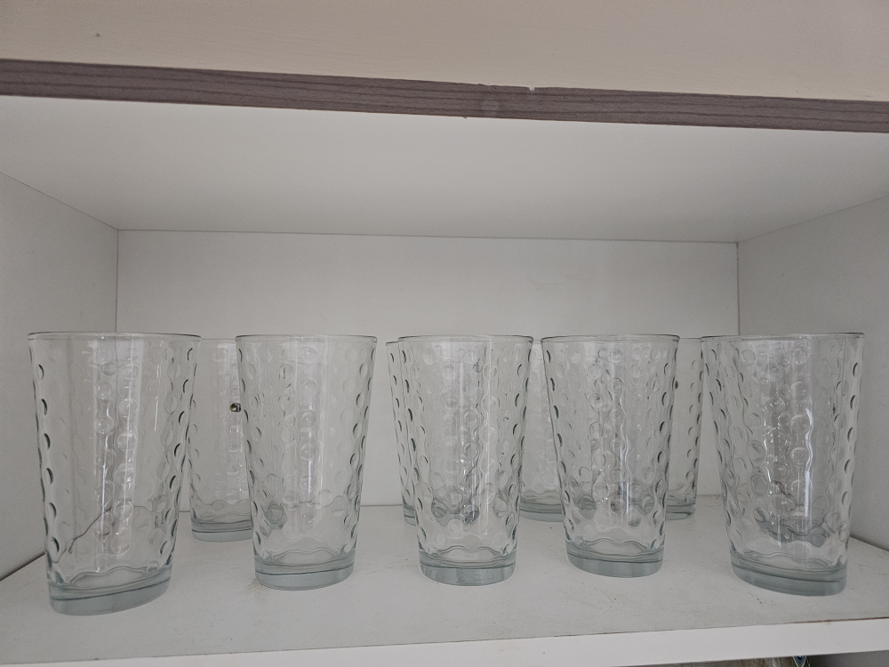Set of Ten Textured Drinking Glasses