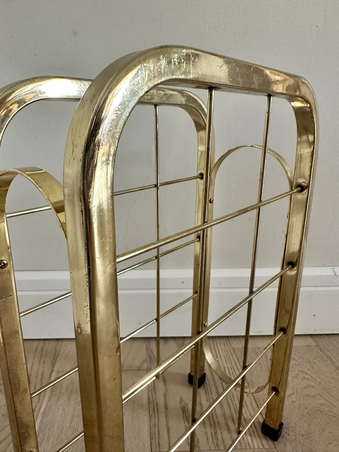 Vintage mid century modern Brass Magazine Rack image indicator(3)