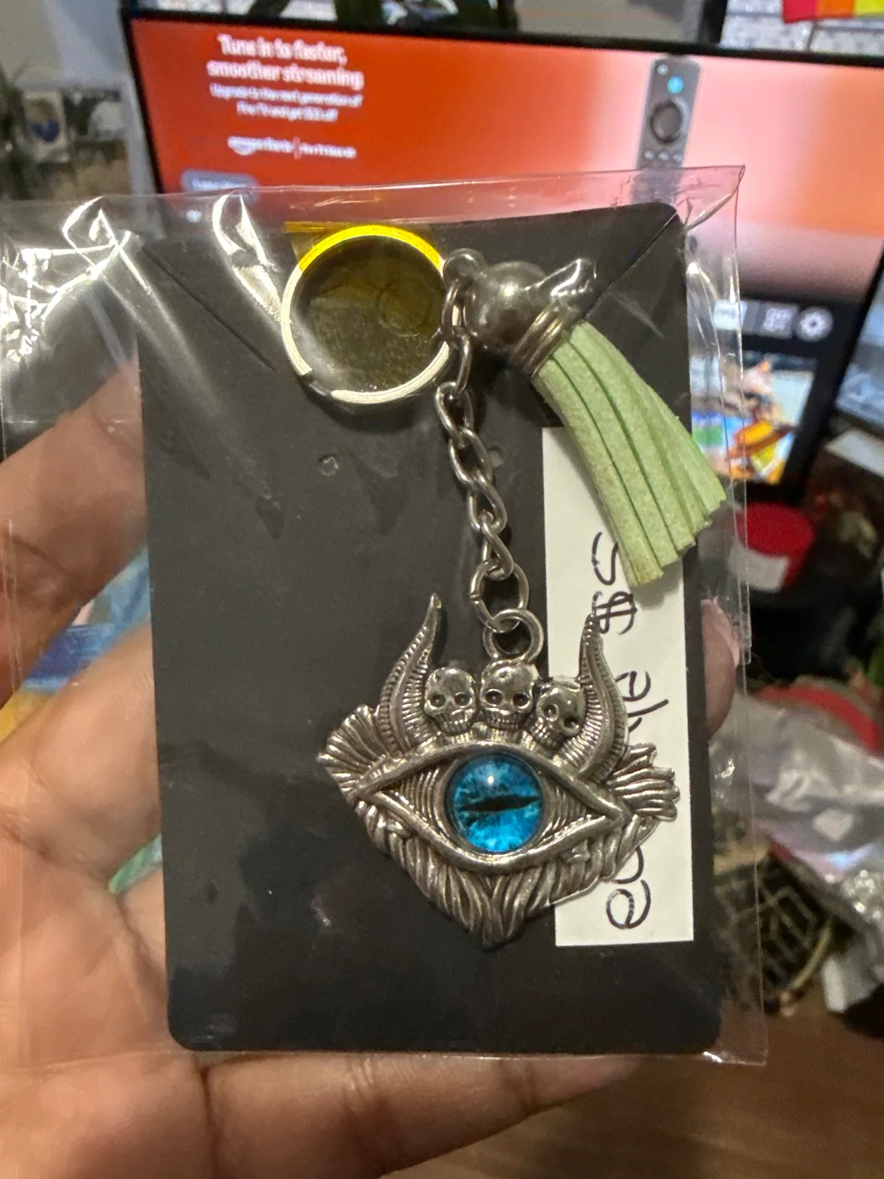 Silver Evil  Eye of Horus Keychain thumbnail