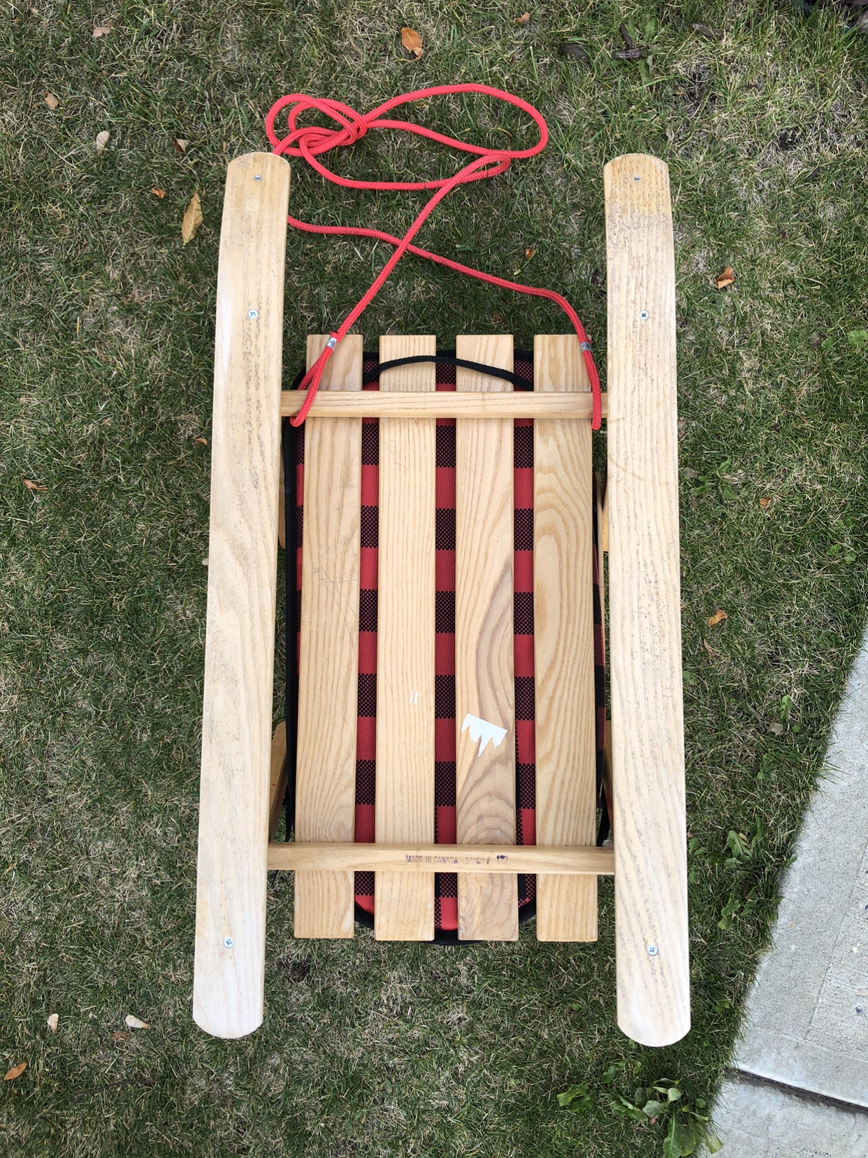 Wooden Sled with Red and Black Plaid Liner - photo 4