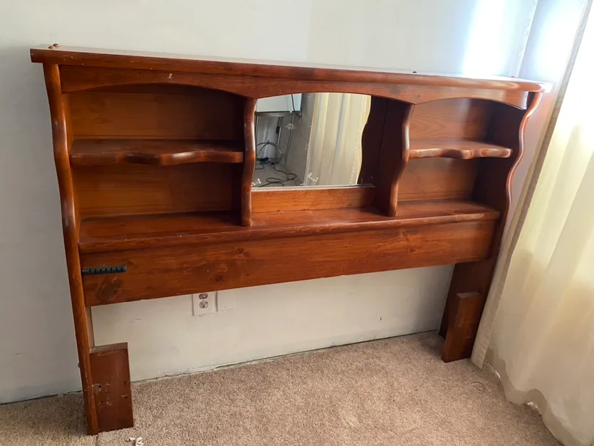 Wooden Headboard with Mirror thumbnail