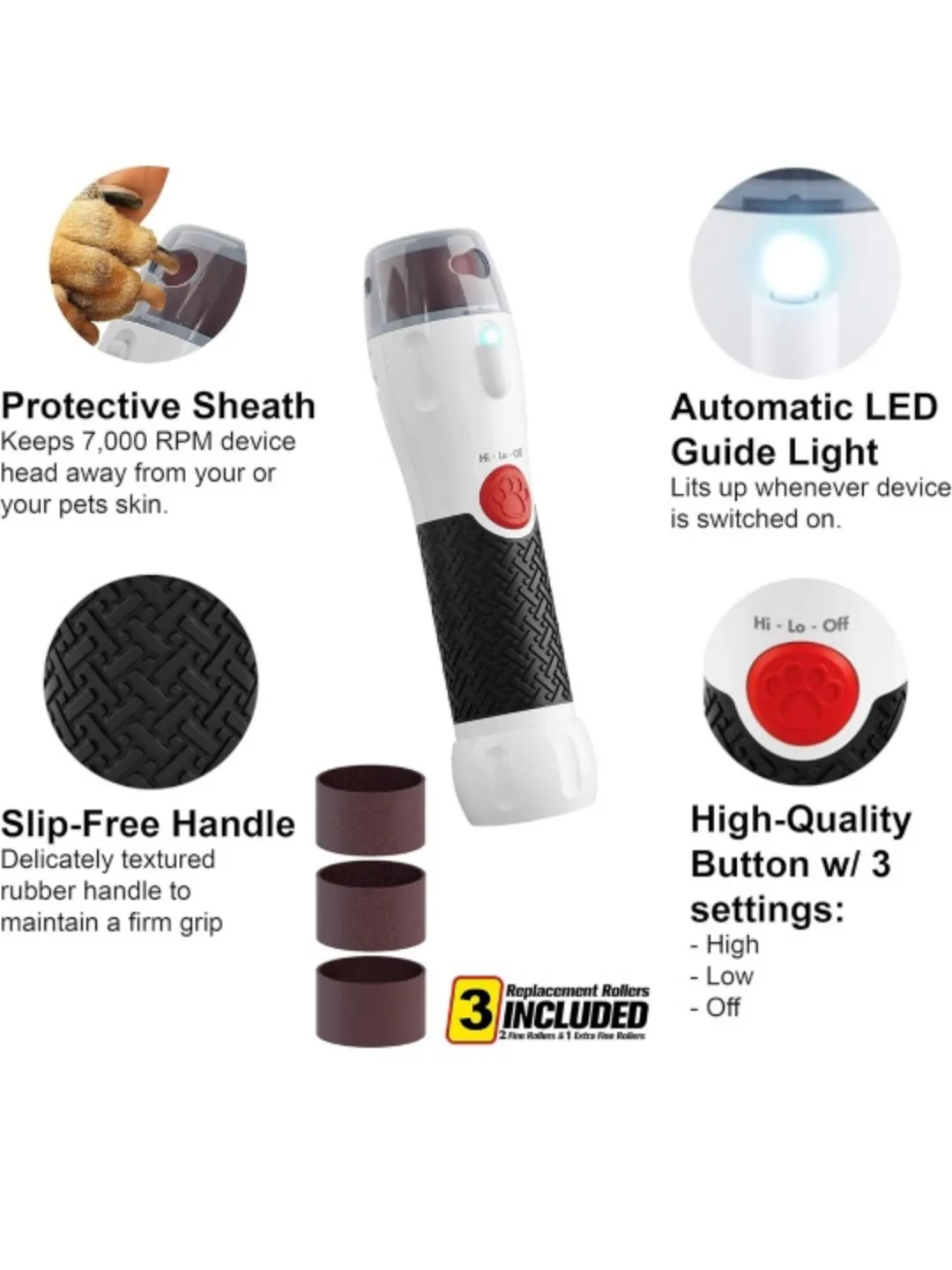 Rechargeable Pet Nail Rotating File image indicator(3)