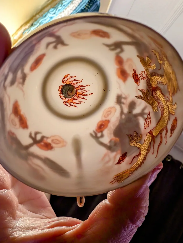 Vintage Dragonware Red and Gold Porcelain Tea Set image indicator(7)