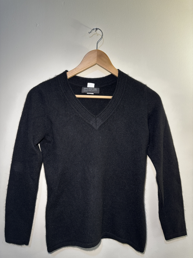 Black V-Neck Cashmere Sweater