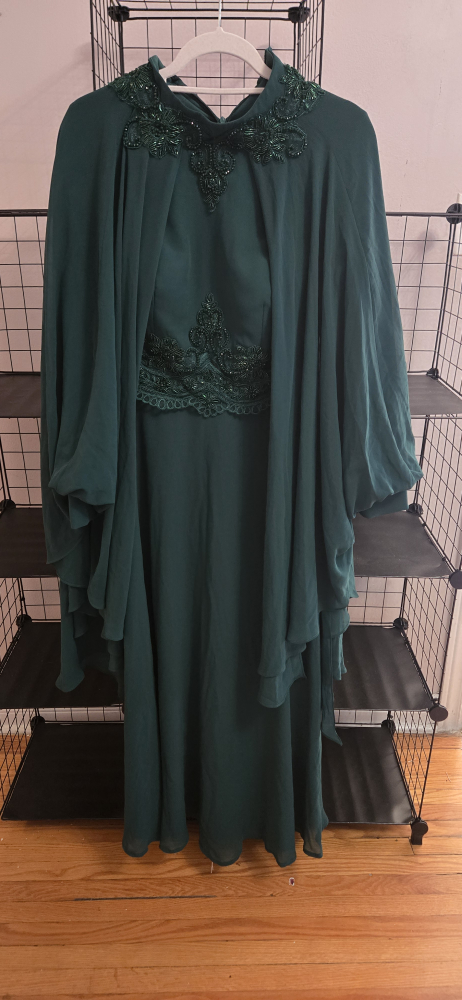 Emerald Green Abaya with Cape - photo 3