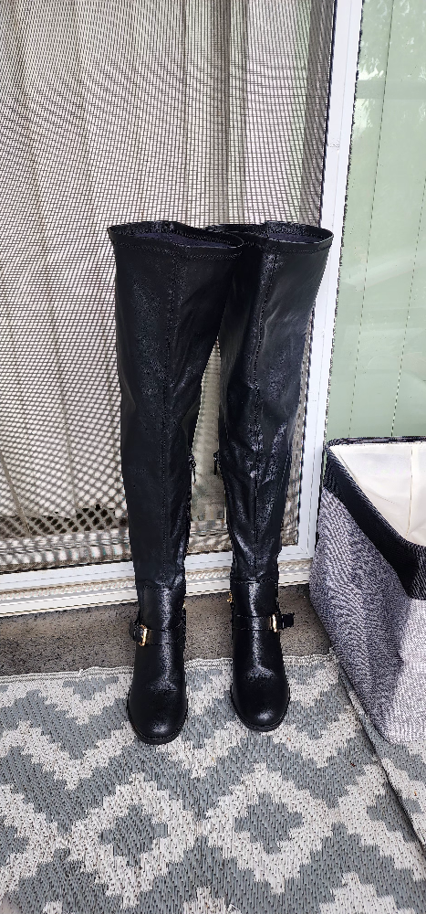 Black Over the Knee Boots - Size 8