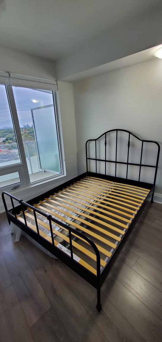 Queen Metal Bed Frame with Slatted Base