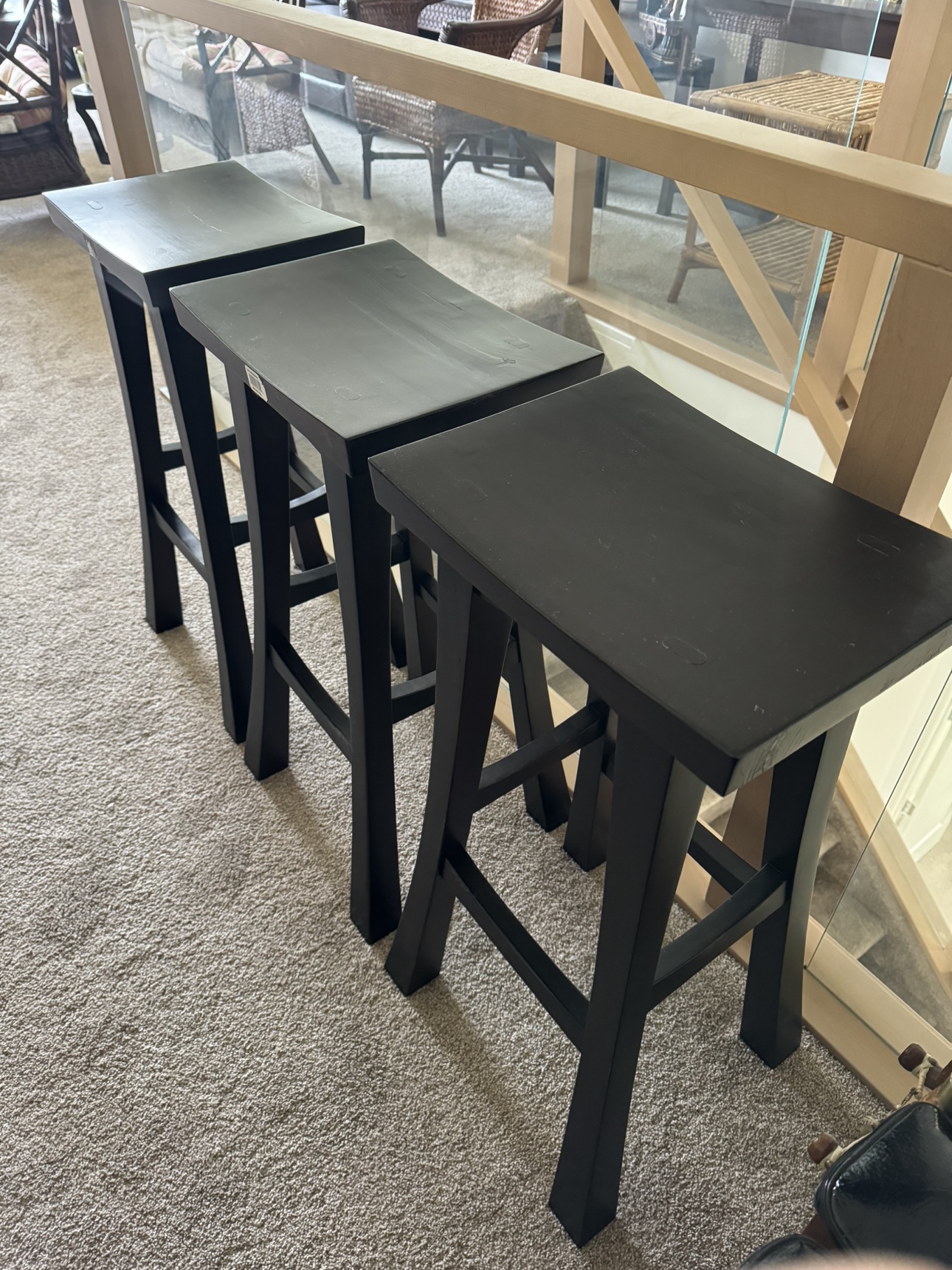 3 Dark Wood Bar Stools