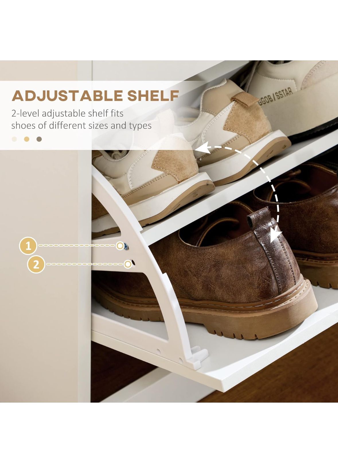 White Shoe Cabinet with 2 Sliding and 2 Flip Drawers - photo 5