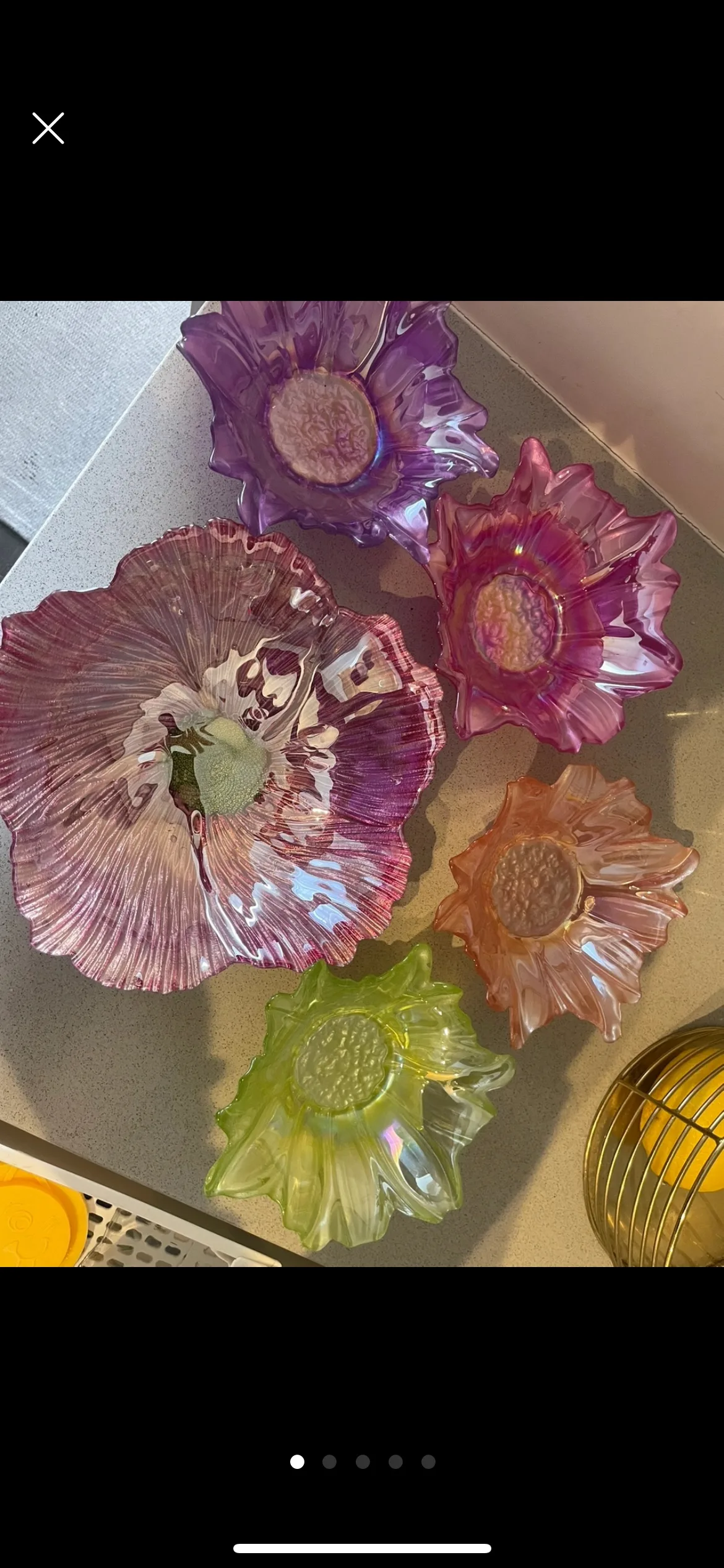 Set of 5 Flower Glass Bowls thumbnail