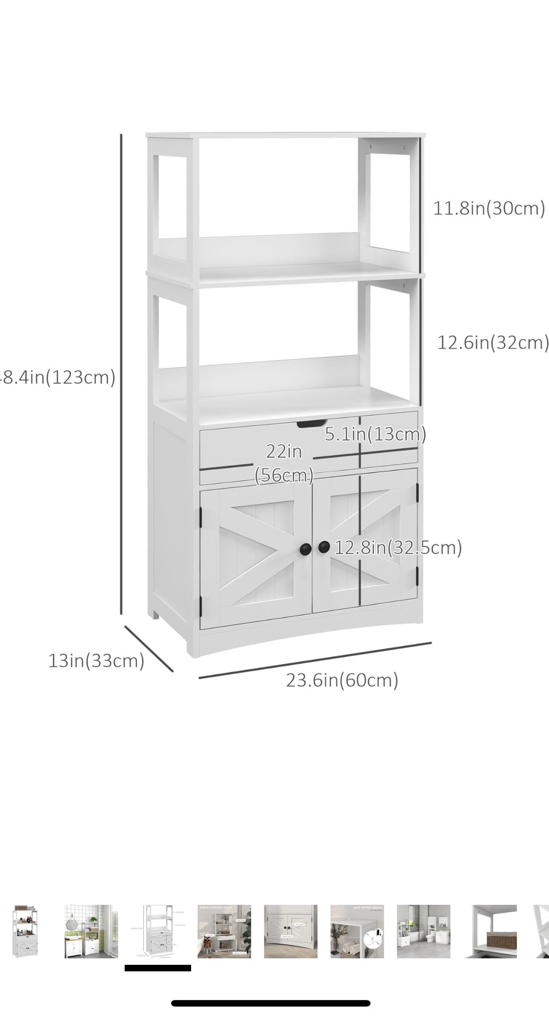 White Bathroom Storage Cabinet - photo 3