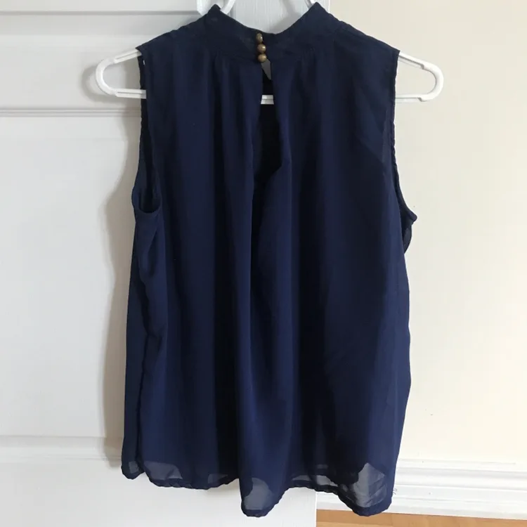 Navy Blue Sleeveless Blouse - Medium image indicator(2)
