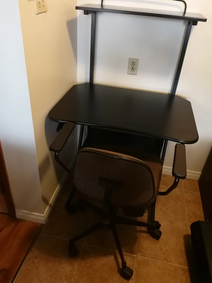 Black framed dark brown Computer Desk With Chair - photo 2