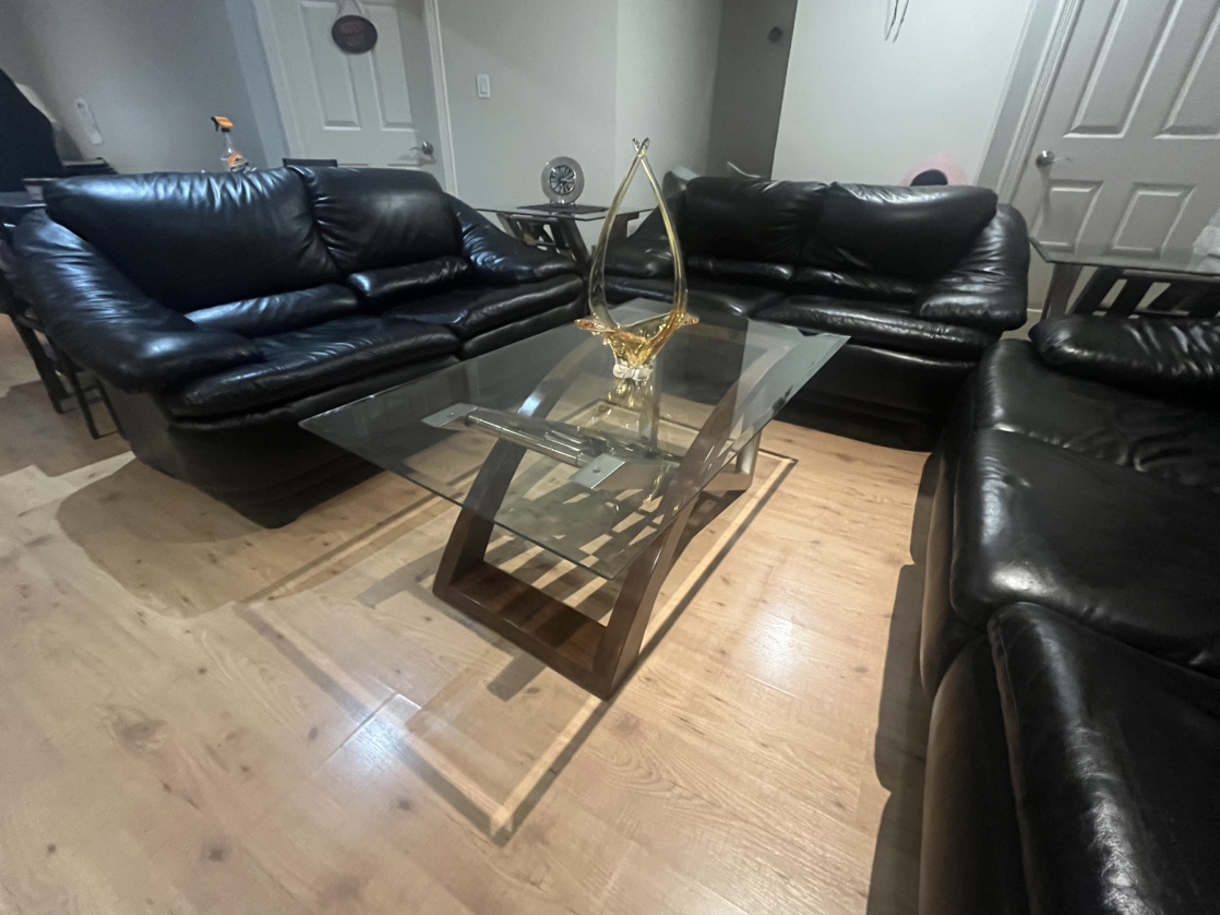 Leather Sofa Set with Coffee Table - photo 4