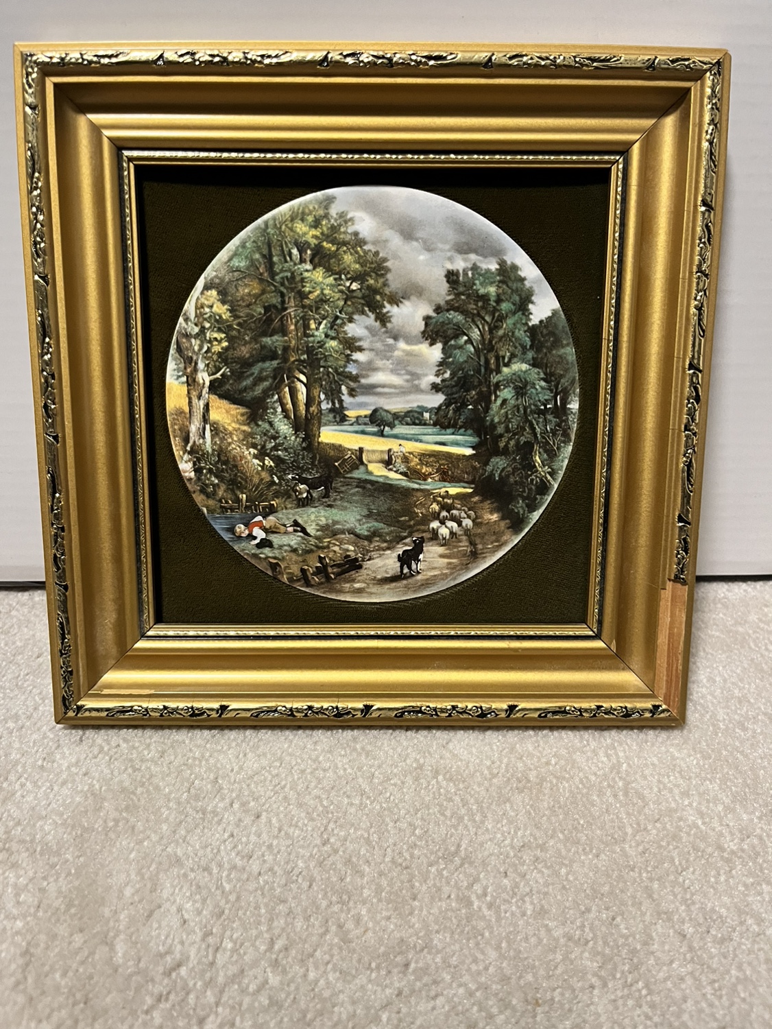 Vintage Framed Staffordshire Ceramics Wall Plaque