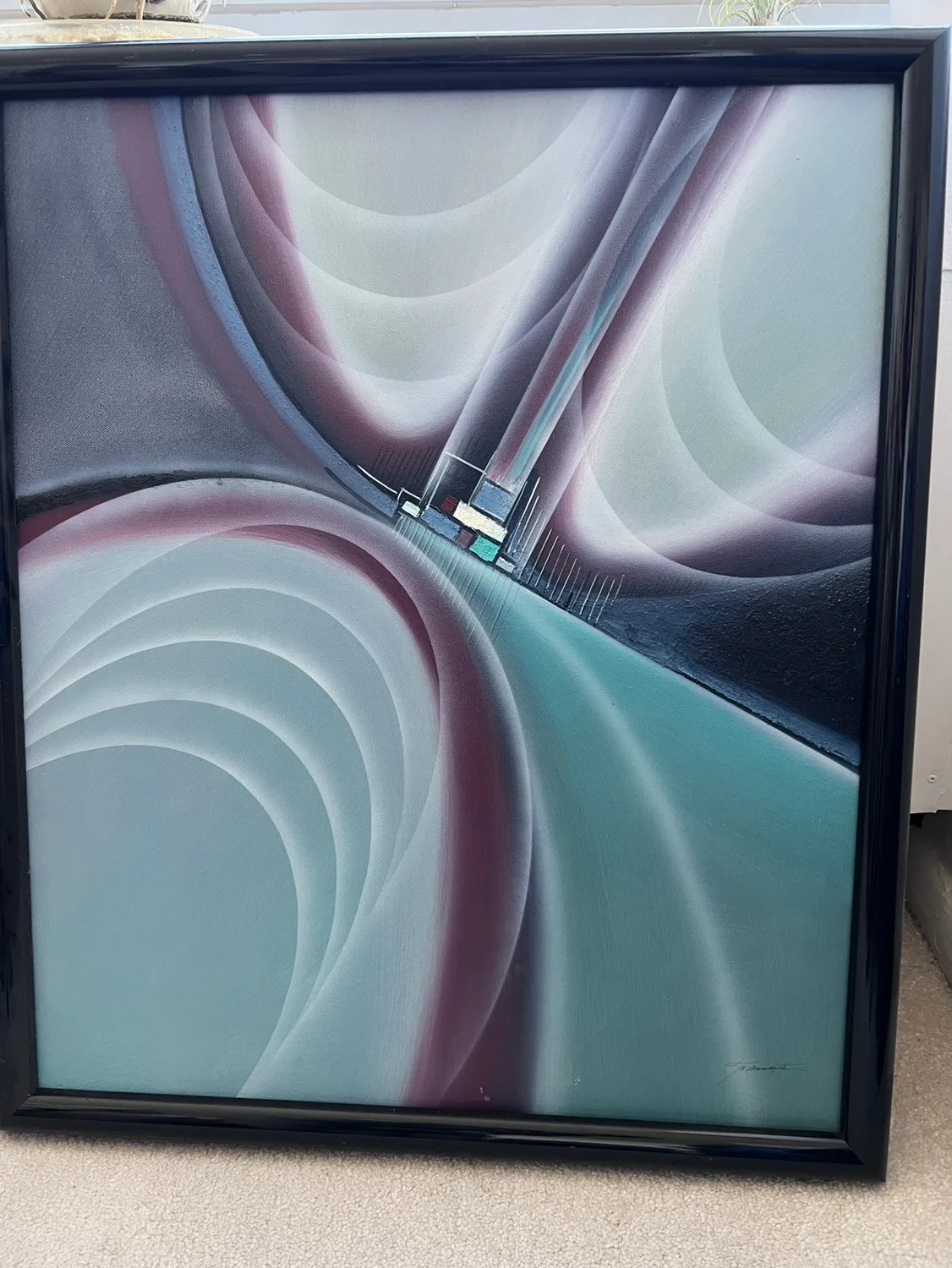 Canvas Lightweight Abstract Painting in Black Frame thumbnail