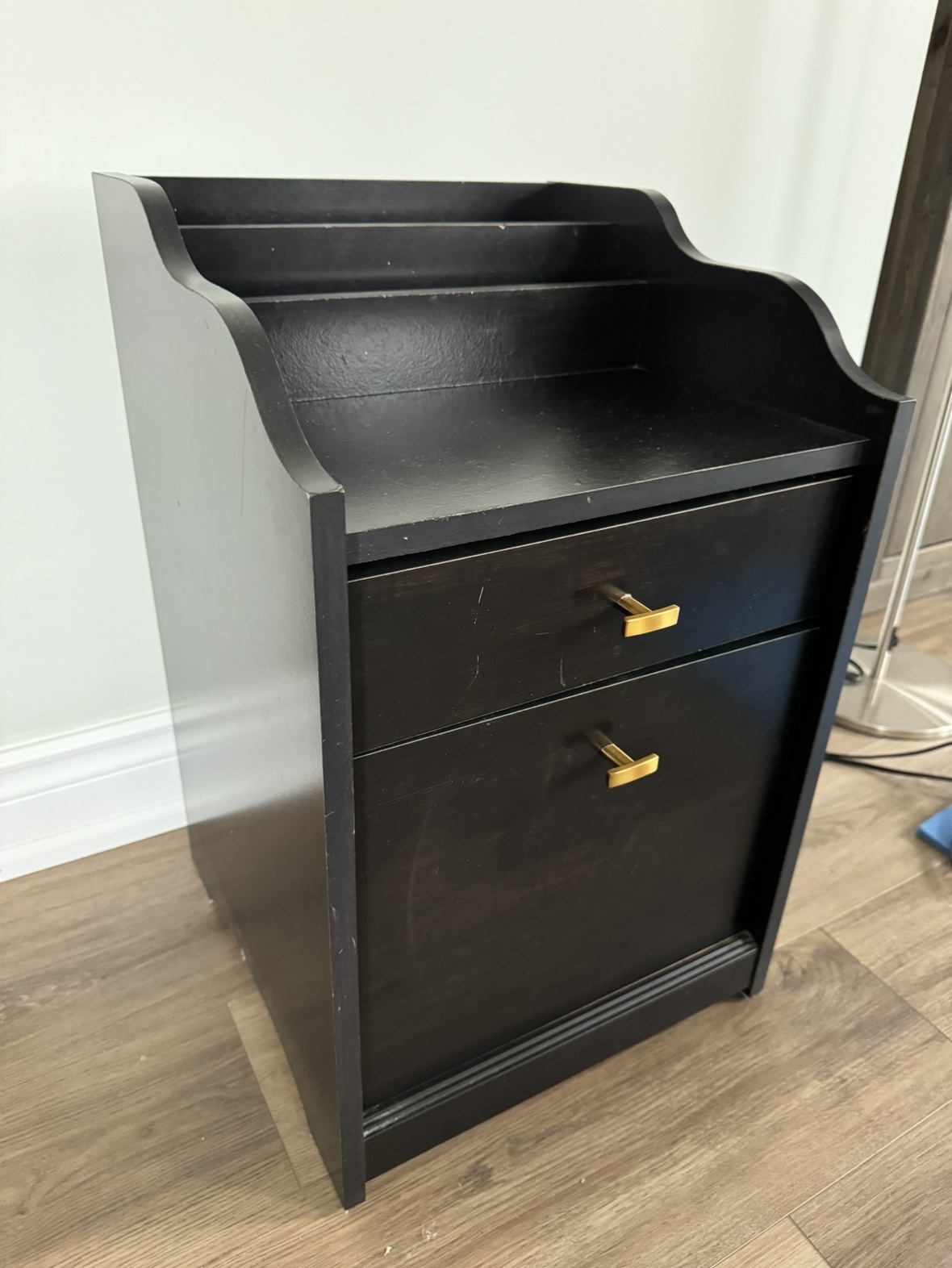 Black night stand with 2 drawers. - photo 2