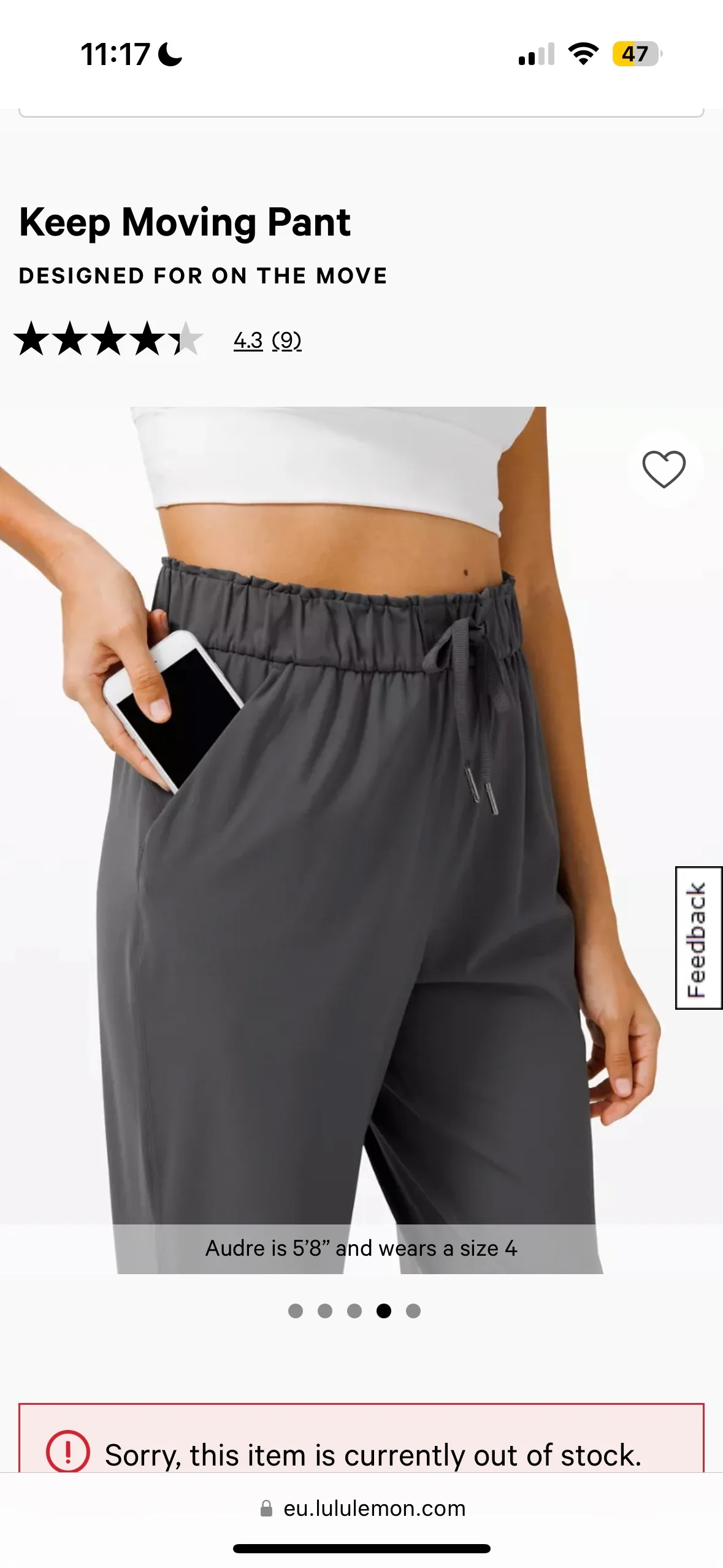 Lululemon Keep Moving Pant 25” full length size 10 image indicator(4)