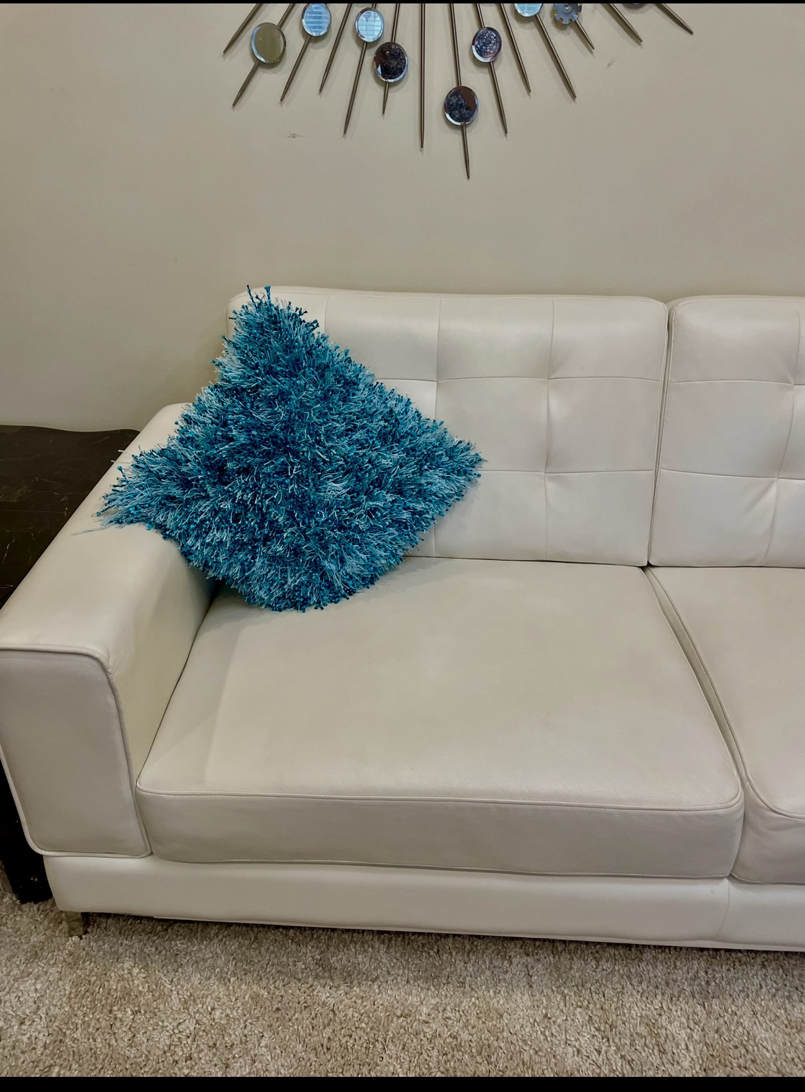 White Leather Sofa - photo 3