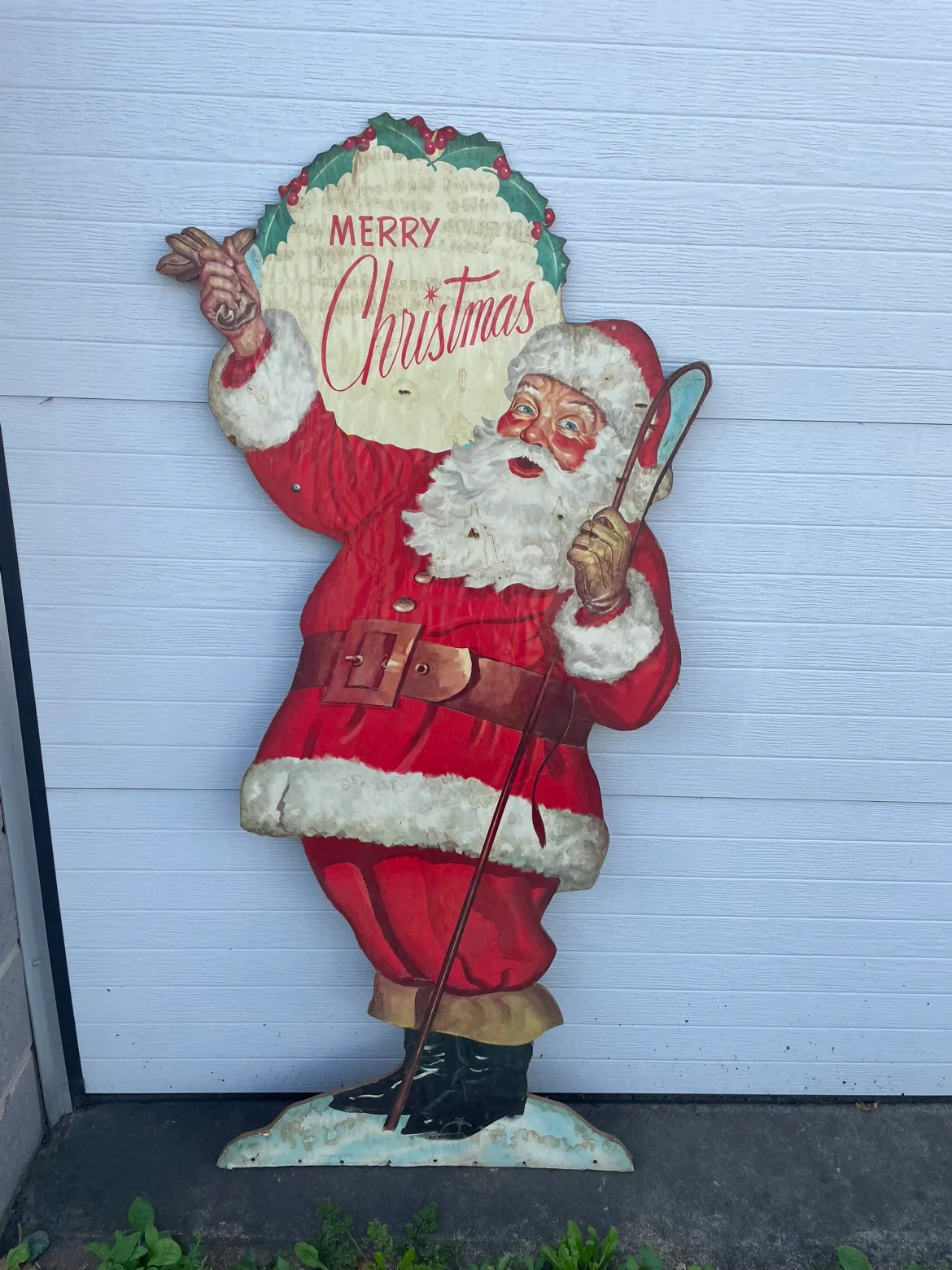 Vintage plywood Santa lawn display thumbnail