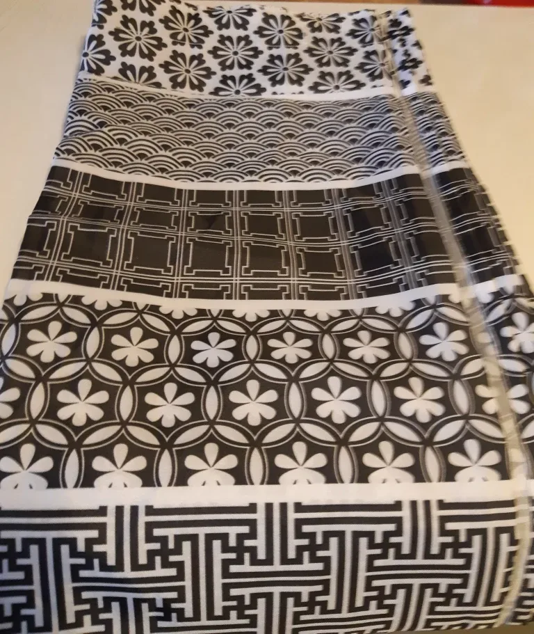Black and White fabric shower curtain. thumbnail