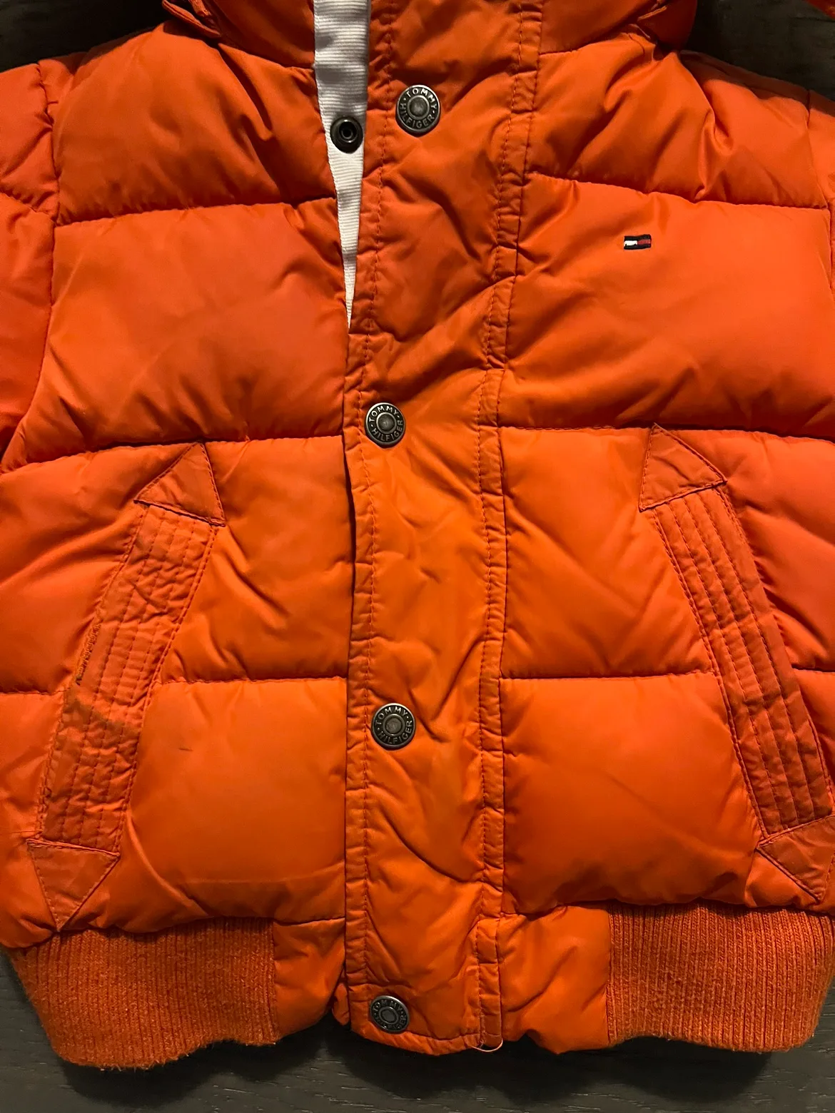 Tommy orange kids winter jacket 12-18M EUC Ret $200 image indicator(3)