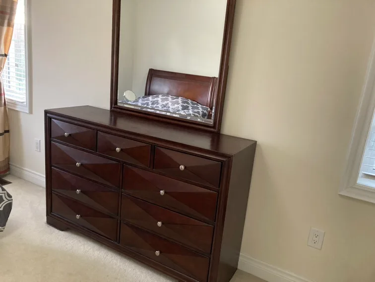 Dark Brown Dresser with Mirror image indicator(2)