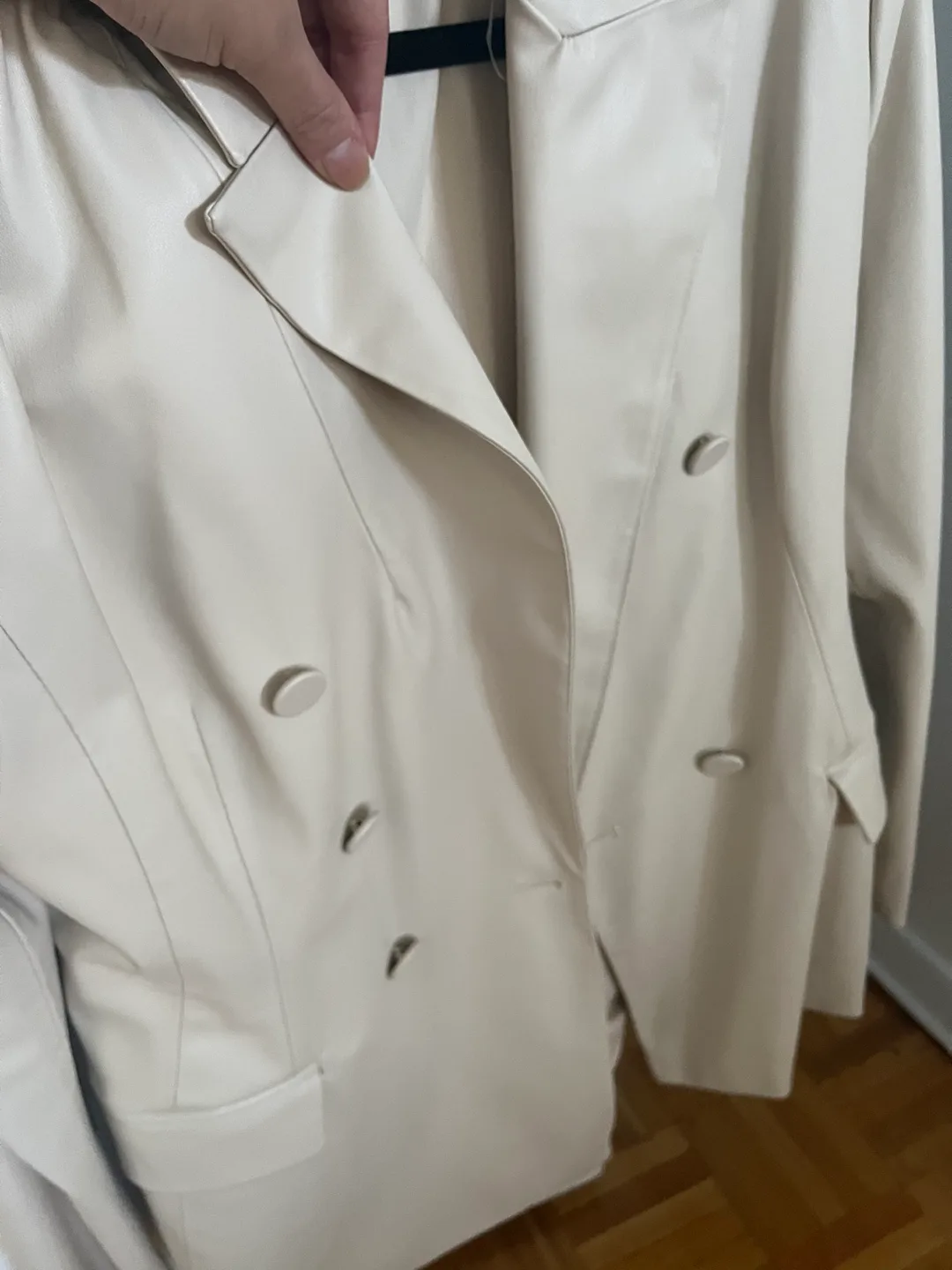 Zara Cream Blazer Faux Leather image indicator(4)
