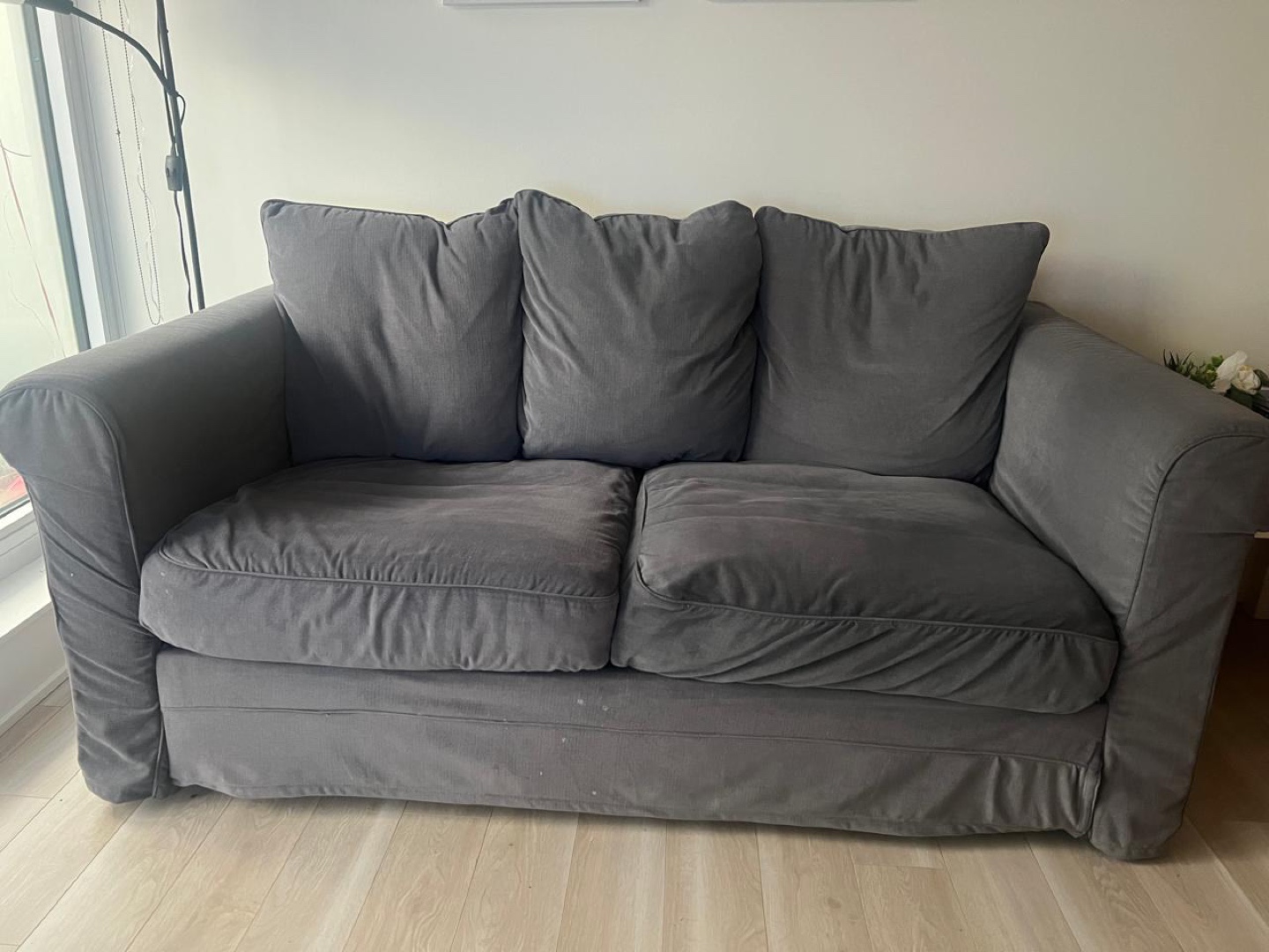 Grey Couch (ikea) + floor lamps