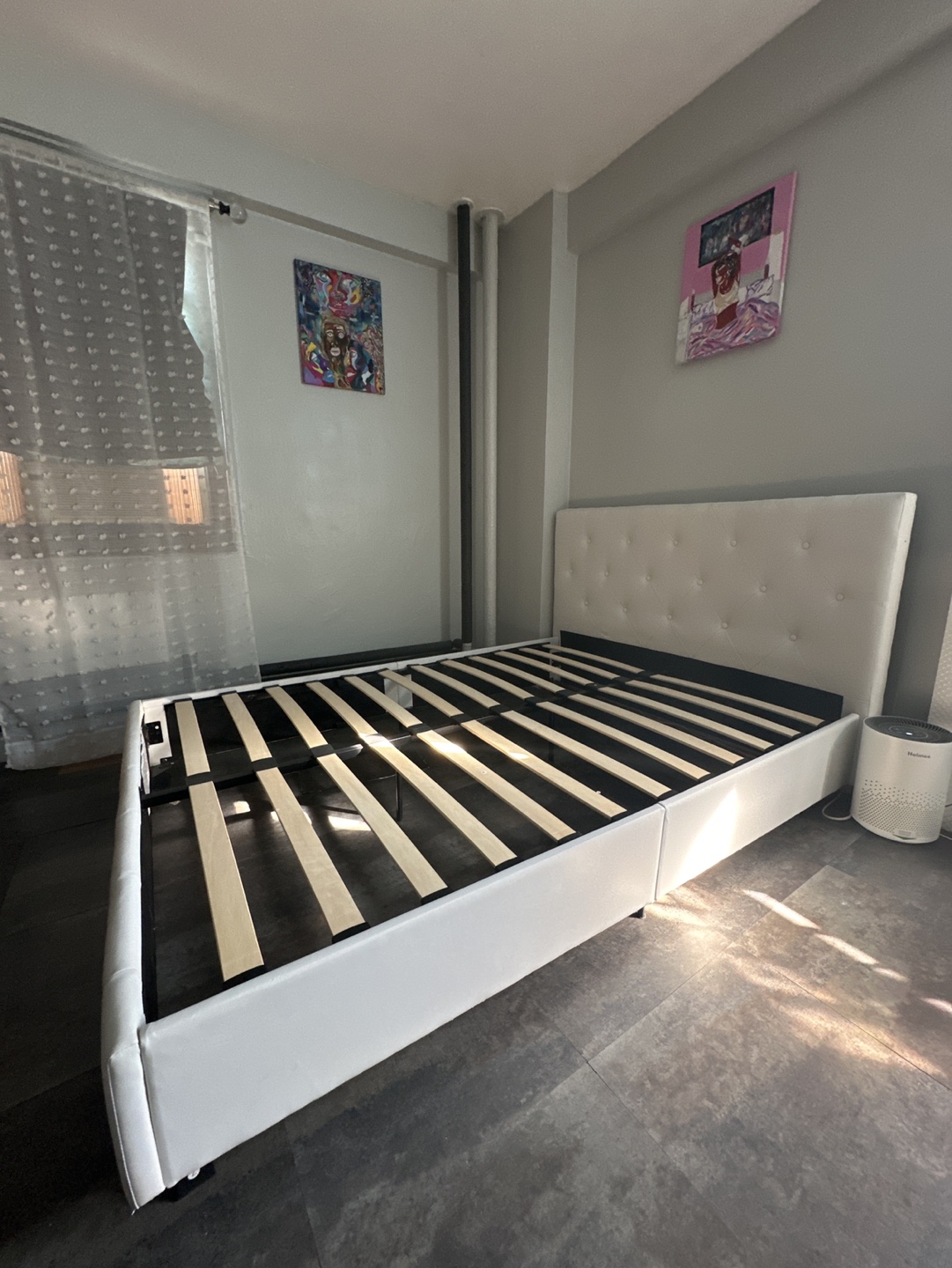 White Upholstered Bed Frame full size