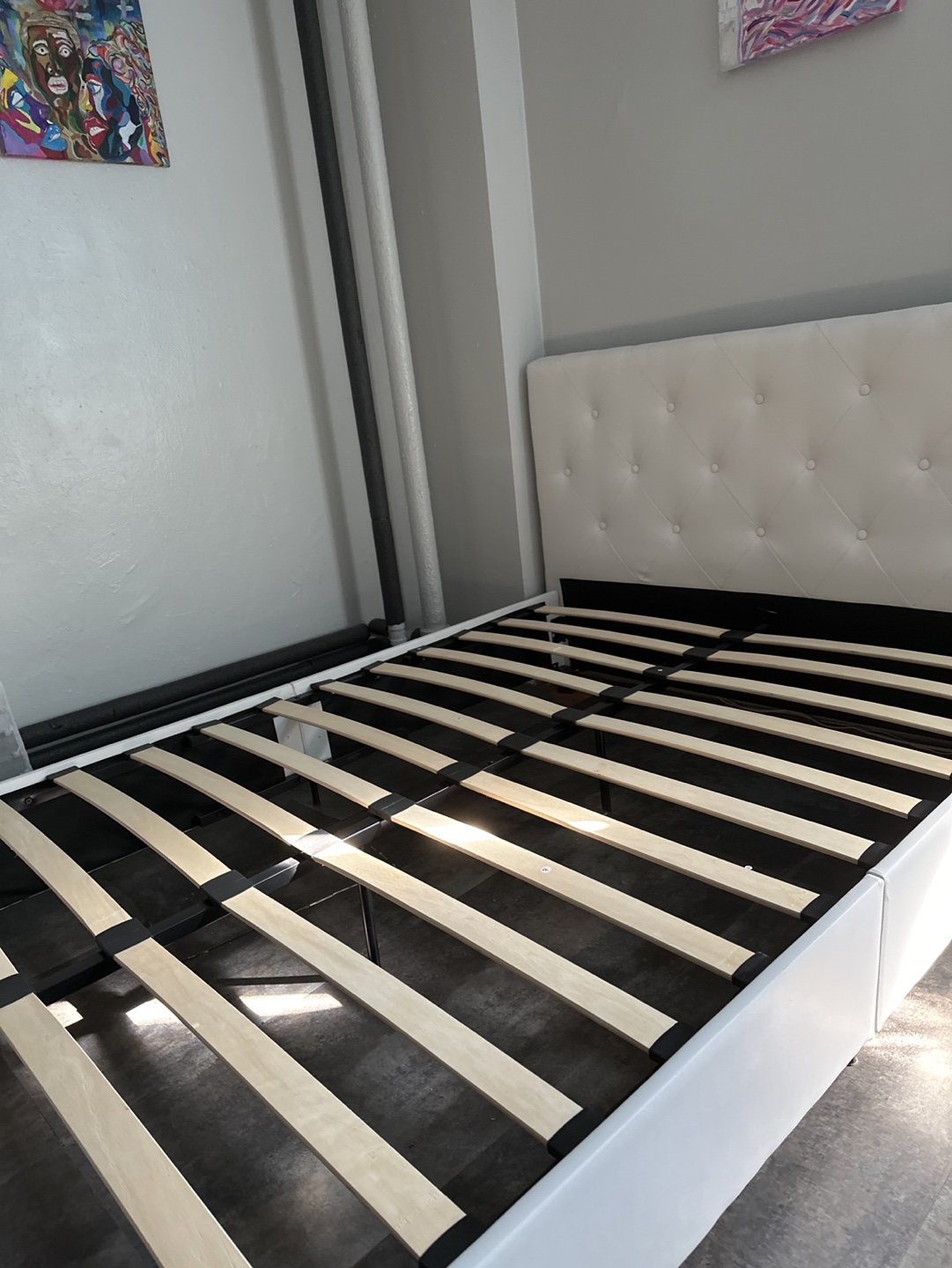 White Upholstered Bed Frame full size - photo 2