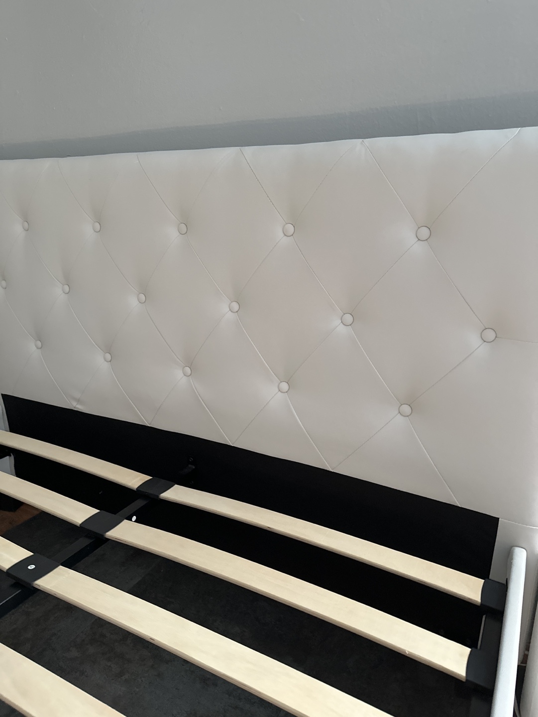 White Upholstered Bed Frame full size - photo 3