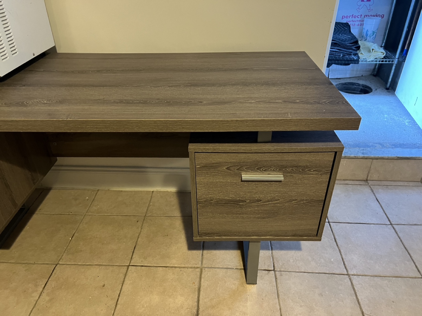 Gray Desk with Drawers