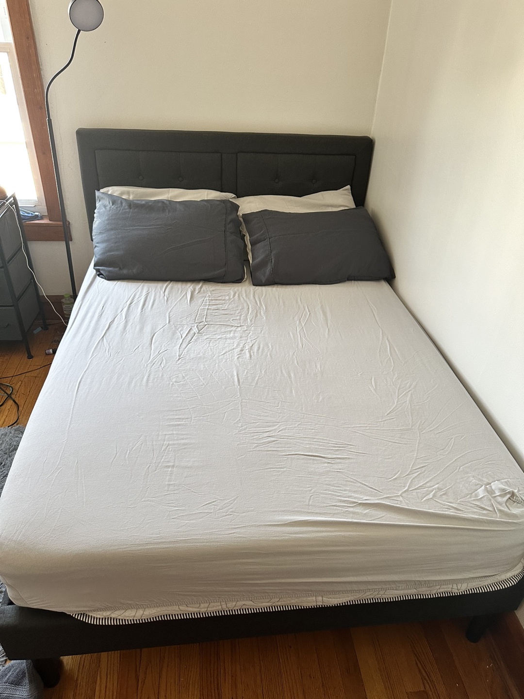 Full Upholstered Platform Bed Frame with mattress