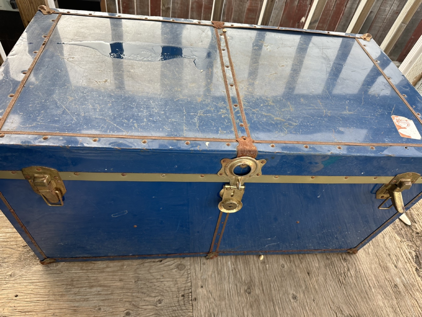 Vintage Blue Metal Trunk