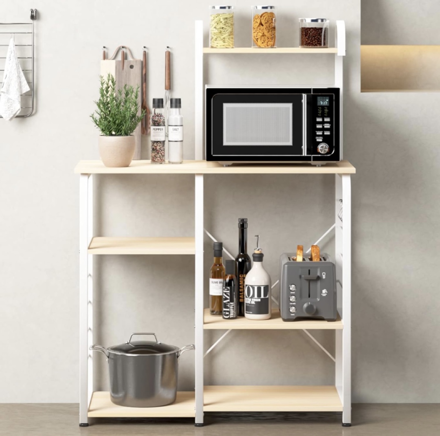 Microwave Stand with Storage Shelves - photo 3
