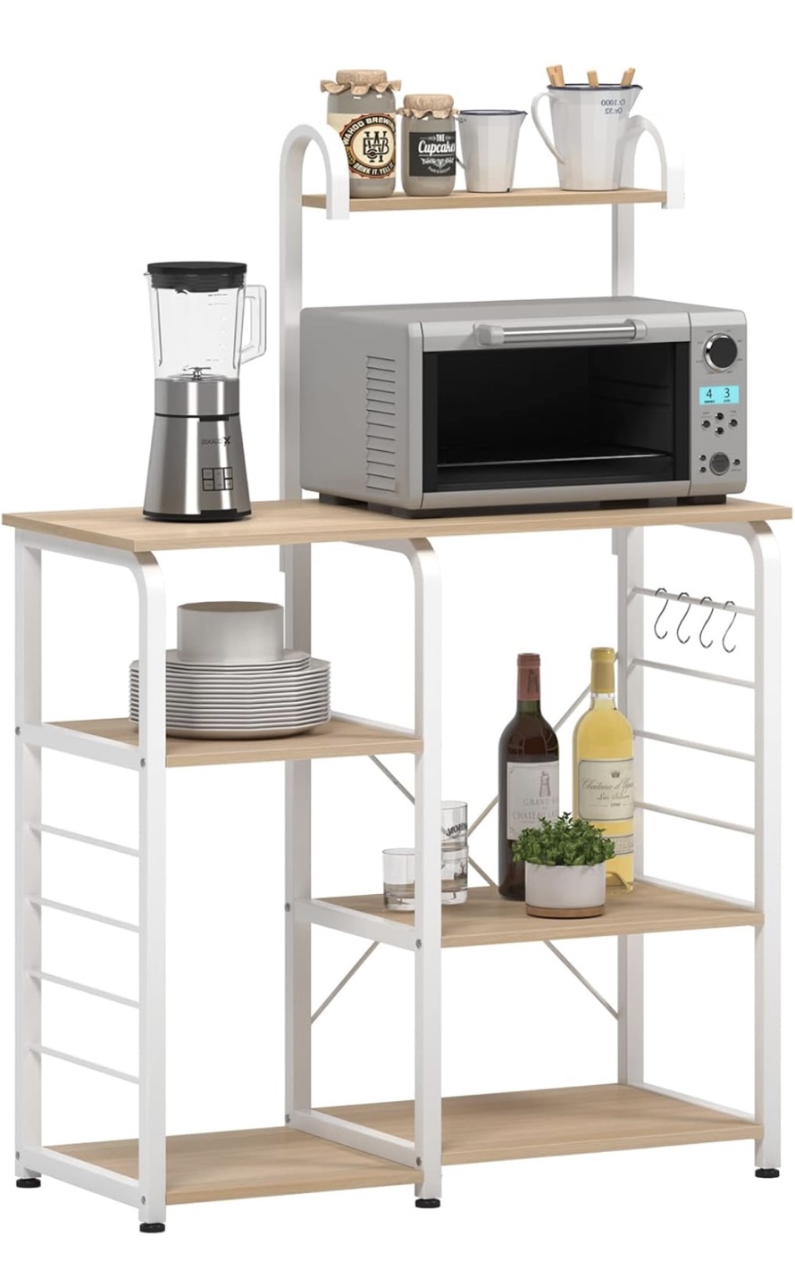 Microwave Stand with Storage Shelves