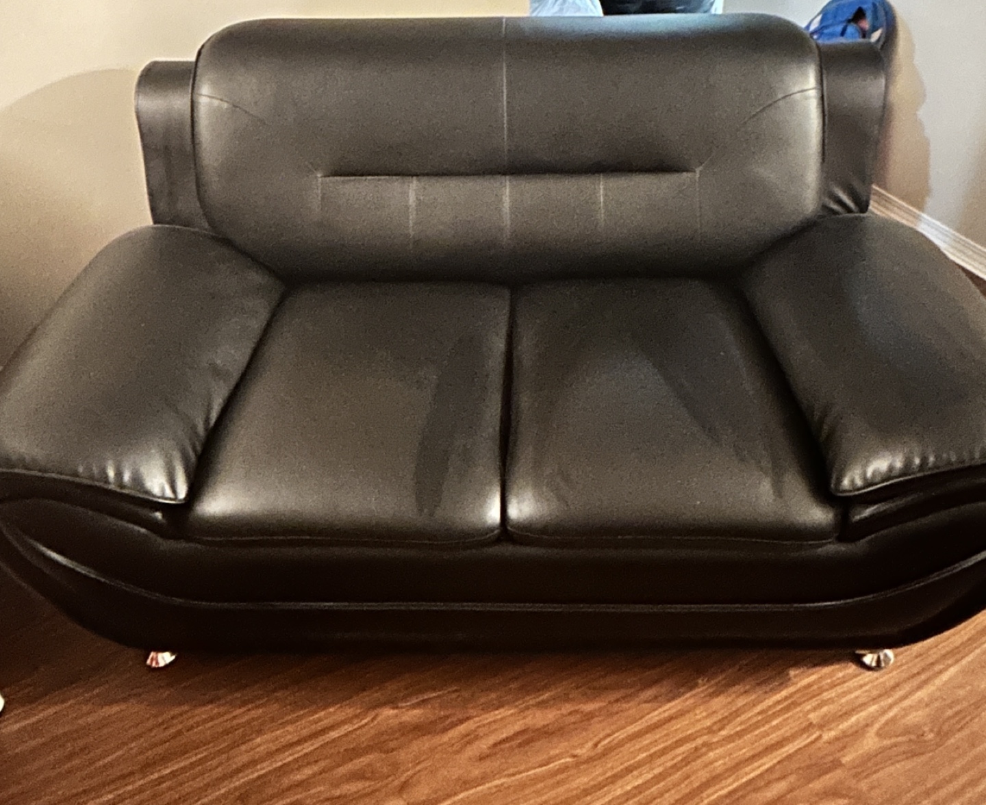 Black Leather Loveseat and single seat