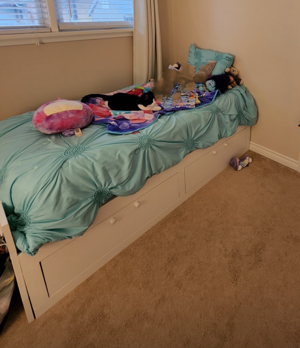 White Twin Size Storage Bed Frame