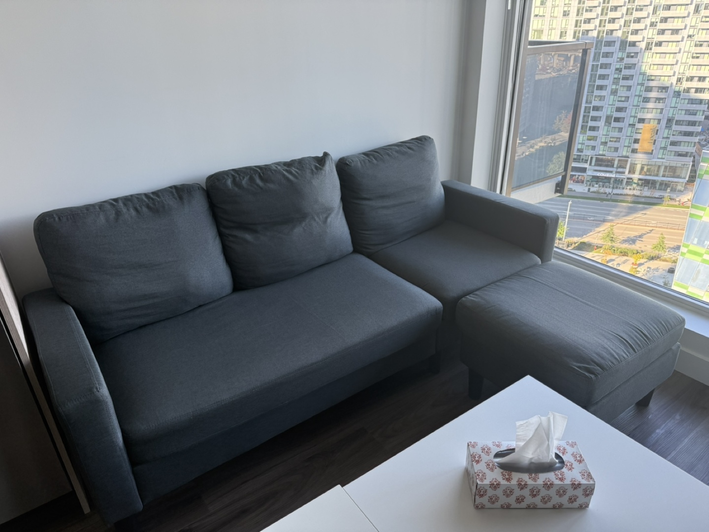 Grey Sectional Sofa with Ottoman