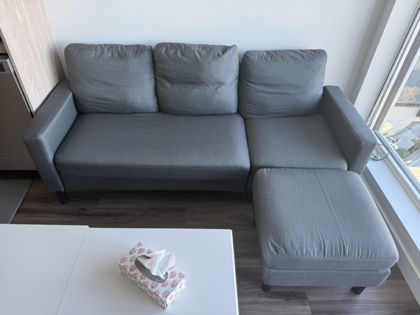 Grey Sectional Sofa with Ottoman - photo 3