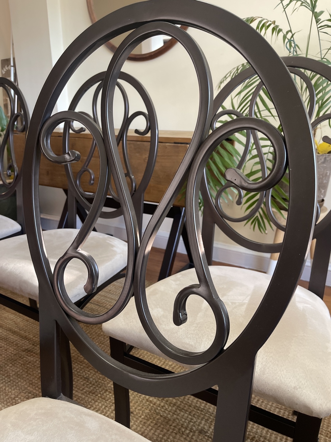 6 Dining Room/Kitchen Metal Chairs with Upholstered Seats - photo 3
